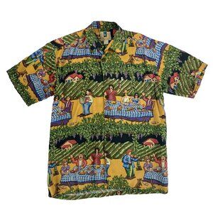 Kahala Hawaiian Hawaii Button Wine Singing Vineyard Shirt Mens Small